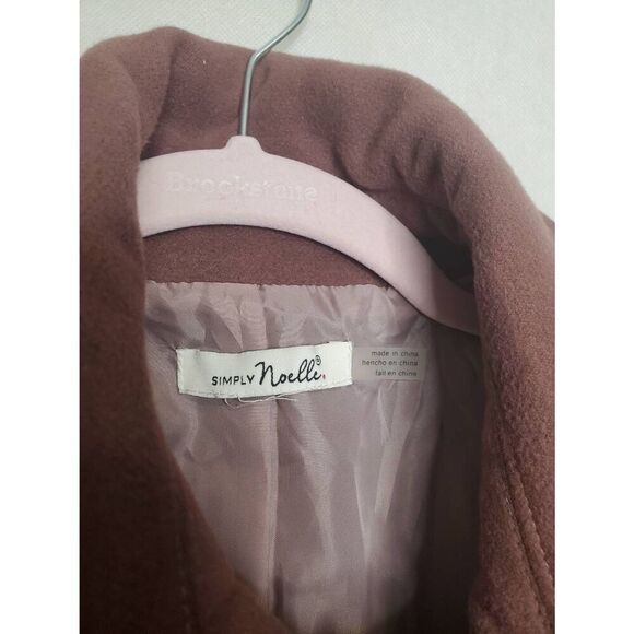 Simply Noelle Double Breasted Soft Cocoa Mauve Lace Embellished Peacoat - Picture 3 of 12